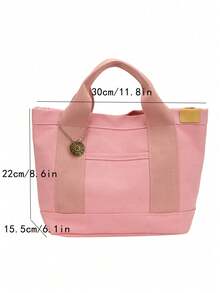 Túi vải canvas sang trọng mới Túi đựng đồ ăn trưa cho nữ Túi xách Tote Túi xách thường ngày - Hồng - Xem 7