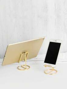 1pc Stainless Steel Desktop Phone Holder, Modern Solid Color Mobile Phone Rack For Home - Multicolor - View 4
