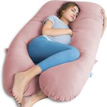 Pregnancy Pillows For Sleeping, Cooling U Shaped Body Pillow, Maternity Pillow For Pregnant Women With Silky Soft Cover, Pink - default - View 1