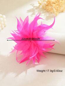 1pc Handmade Bohemian Artificial Feather Brooch, Fashion Summer Beach Holiday Stylish Colorful Brooch Pin, Versatile Accessory Suitable For Women's Daily, Holiday And Any Occasion, Great Gift Idea For Friends, Lovers, Mothers, Wedding Season - Hot Pink - View 3