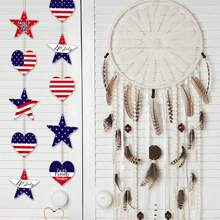 4th Of July Hanging Decorations Wooden Star American Flag Sign Patriotic Decor For Home Holiday Party Favors