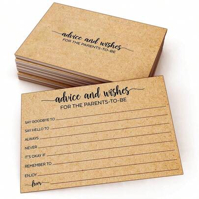 30 张准父母建议和祝福卡 - 迎婴派对游戏、性别揭晓派对纪念品、留言簿替代品、宝宝预测和建议活动 - 棕色和白色卡片纸选项