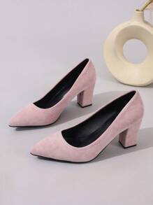 Women's Versatile Career Pointed Toe Block Heel Black Pumps