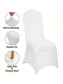 10/30pcs Elastic Spandex Chair Covers For Wedding, Hotel, Banquet, Reusable Stretch Chair Slipcovers For Halloween, Autumn, Birthday, Christmas, Bridesmaid Gift, Party, Room Decor, Bachelorette Party, Wedding, Graduation, Wedding Guest Favor, Birthday Party, Anniversary, Holiday Event, Mother's Day Gift, Back To School Gift - White - View 5