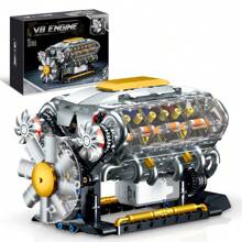 Creative Supercar V8 Engine Building Block Toys, Puzzle Engine Ornaments, Desktop Display Models, Create Your Own MOC Mini V8 Engine Toys, Birthday Gifts, Building Block Toys 692PCS