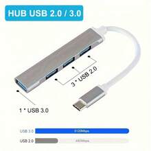 4-Port USB 3.0 Hub: Multi-Port Adapter Charger Distributor For PC, Laptop, USB Drive, Tablet And Mobile Phone Charging - Multicolor - View 5