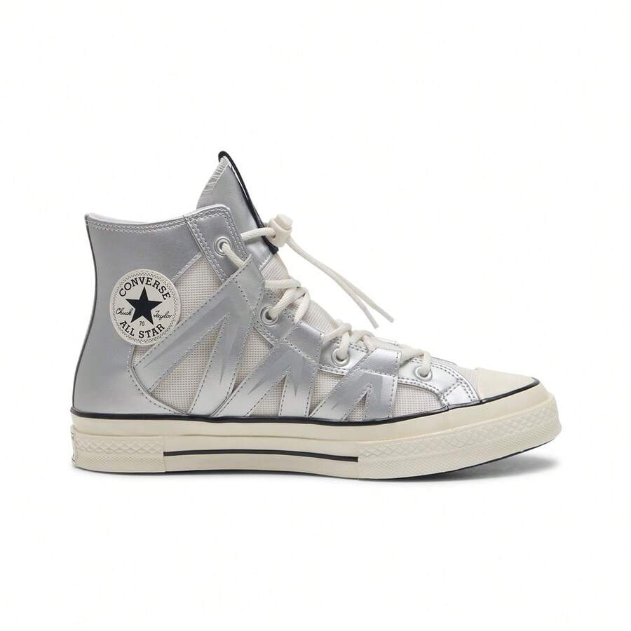 Converse 2025 女式 Chuck 70s 季节性高帮帆布硫化运动鞋 A15187C - 銀色 - 查看 1