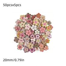 100 pièces Boutons en bois vintage fleuris, couleurs mélangées, 2 trous boutons décoratifs, idéal pour la couture, les vêtements, les pull-overs, le tricot, le scrapbooking, les projets faits main et les accessoires DIY (couleurs mélangées envoyées au hasard)