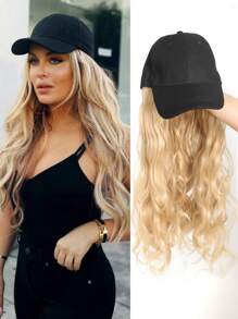 Long Wavy Synthetic Baseball Cap Hair Wig For Girl Hair Wig Naturally Connect Ha Twigs Adjustable
