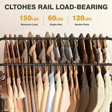 OYAJIA Clothes Rail, 110 * 55 * 150cm Clothes Rack, Multifunctional Clothes Rails For Bedroom, Metal Clothes Hanging Rail, Minimalist Design Clothing Rail, Clothes Racks For Hanging Clothes, Black - Black - View 5