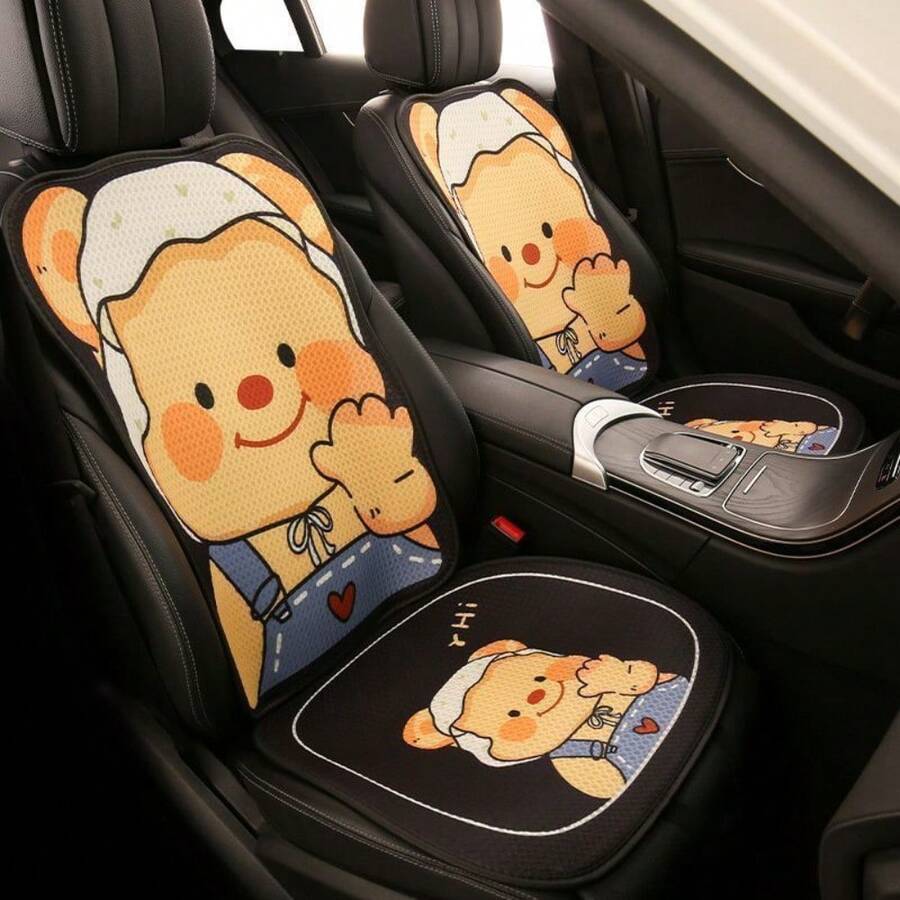 1 件卡通熊设计汽车座椅垫，四季通用舒适防滑汽车座椅垫