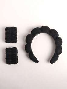 3pcs/Set Cloud Shaped Sponge Hair Scrunchies - Includes Headband, Wrist Band, Skin-Friendly Material Suitable For Makeup, Skincare, Outdoor Use - Multicolor - View 8