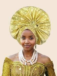 African Muslim Women, Traditional Nigerian Wedding Festivals, Multi Color Brocade Headband Hats, Ladies - Multicolor - View 6