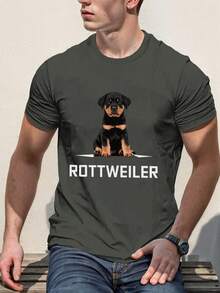 Puppy ROTTWEILER Pure Cotton Men's T-Shirt Comfort Fit - Dark Grey - View 1