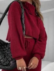 Mousse Tricot High Neck Pant Set - Color caoba - Ver 5