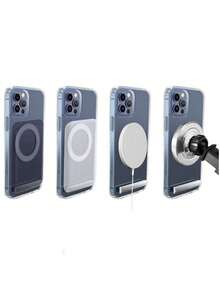 Magnetic1pc 简约透明支架支持无线充电 - 时尚兼容 Iphone 16/15/14/13/12/11 Promax Plus 软硅胶后盖 - 無色 - 查看 4