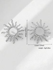 1 Pair Fashionable, Elegant And Unique Sunflower Stud Earrings - Silver - View 4