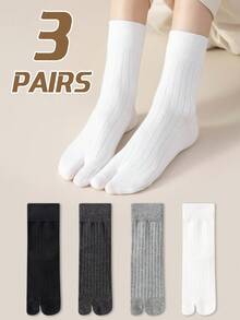 3 Cặp tất xỏ ngón hai ngón bằng cotton 7A chống vi khuẩn, thấm hút mồ hôi, đơn giản, thoải mái dành cho nữ, tất cổ cao thời trang dành cho sinh viên, phù hợp với mọi mùa - Nhiều màu - Xem 1