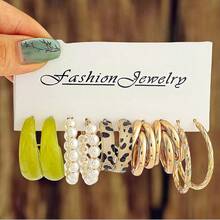 30pcs Faux Pearl Resin & Metal Earring Set - Multicolor - View 9