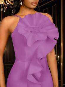 Vestido de dama de honor, despedida de soltera de mujer con tirantes finos, vestido ajustado con flores 3D hasta la rodilla, vestido de graduación