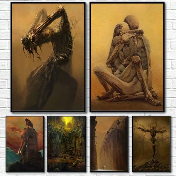 1 pieza Póster de arte mural moderno 2025 Arte de Zdzislaw Beksinski Póster de arte mural Impresión para decoración del hogar, sala de estar, bar, estética, arte en lienzo sin marco