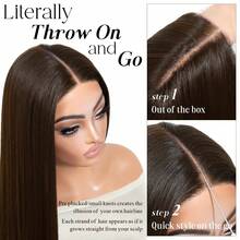 Dark Black 13x4 Straight HD Lace Front Wig Pre-Plucked Long Straight 28inch Lace Front Wigs Synthetic Wear And Go Lace Front Wigs Daily Use - 黑棕色 - 查看 7