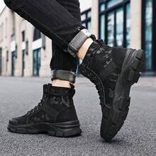 Vinterkängor för män, nya höst-/vinterarbetsstövlar med hög topp - Svart - Visa 5