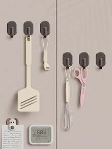 1/8/10个家用便捷黑色超强磁性挂钩，无需打孔，节省空间，功能多样，防锈，时尚壁挂式 - 非常适合露营、烧烤、厨房、冰箱和车库墙壁，个性化装饰，家居饰品，家居装饰。 - 彩色 - 查看 8