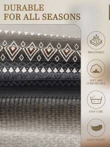 1件装时尚波西米亚风灰色几何条纹图案床裙，床垫保护套，情人节爱心图案，柔软透气，适用于单人床、双人床、大号床、特大号床 - 深口袋设计，最大可达11.8英寸，抗皱，提升睡眠质量，可机洗。返校季宿舍必备。 - 彩色 - 查看 5