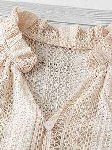 女士短袖衬衫，时尚设计百搭宽松镂空