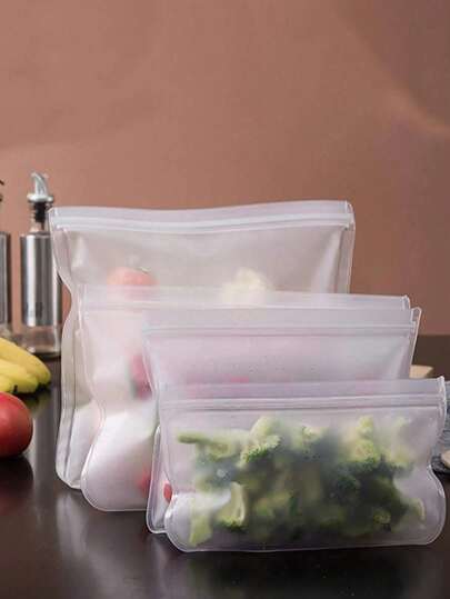 1/3/5 piezas Bolsa reutilizable de EVA para conservar alimentos, bolsa de conservación con cierre hermético multifuncional a prueba de fugas, para frutas, verduras, sándwiches, carne y otros alimentos, suministros de cocina, adecuado para almacenamiento de alimentos sellados y preparación de comidas