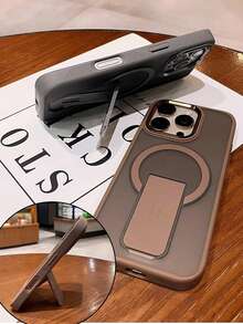 奢华磁吸无线充电保护壳，带支架，哑光表面，兼容三星S23/S24/S25 Ultra Plus，17英寸，防震软边框，金属摄像头保护盖 - 沙漠金 - 查看 2