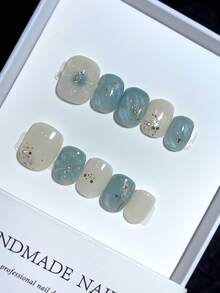 10 piezas de uñas de gato de ojo pintadas a mano, tipo de uña corta, uñas empotradas de trabajo pesado personalizadas, uñas de diseño de alta calidad, uñas de salto de color, uñas postizas de cobertura total, uñas Y2K, uñas en relieve, uñas postizas creativas únicas y de nicho, promoción