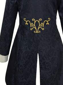 男士蒸汽朋克复古燕尾服夹克，哥特式维多利亚时代连衣裙制服 - 黑色 - 查看 5