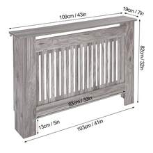 Radiator Cover Heater Cover Cabinet Radiator Shelf MDF Wood Vertical Slat White Grey Radiator Covers Living Room Furniture - Grey - View 3