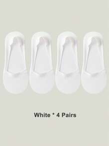 1/4/8 Pairs Women's Big Size Available Soft Nylon Solid Bottom Low Cup Invisible No Show Socks With Non-Slip Gel Heel, Suitable For Daily Use