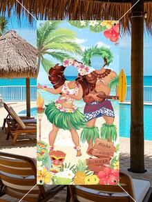 1 pieza Marco para fotos estilo hawaiano Aloha, Fondo fotográfico de cabina de fotos para fiesta hawaiana, fiesta de verano en la piscina, suministros y decoración para fiesta de cumpleaños en Hawaii - Hawai - Ver 4