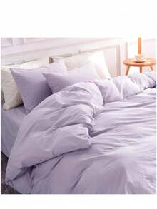 Soft Colours Duvet Cover And Pillowcase | All Colors - All Sizes | Turkish Cotton | 135x200 - 150x200 - 200x200 - 220x240 | Duvet Set - Lilac Purple - View 2