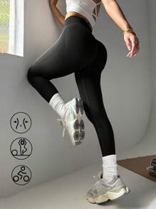 Black Butt Lifting High Waist Leggings For Women - Seamless Push-Up Smile Line Contour, Squat-Proof Tummy Control Yoga Pants, Workout Running Compression Tights(Multiple Colors)