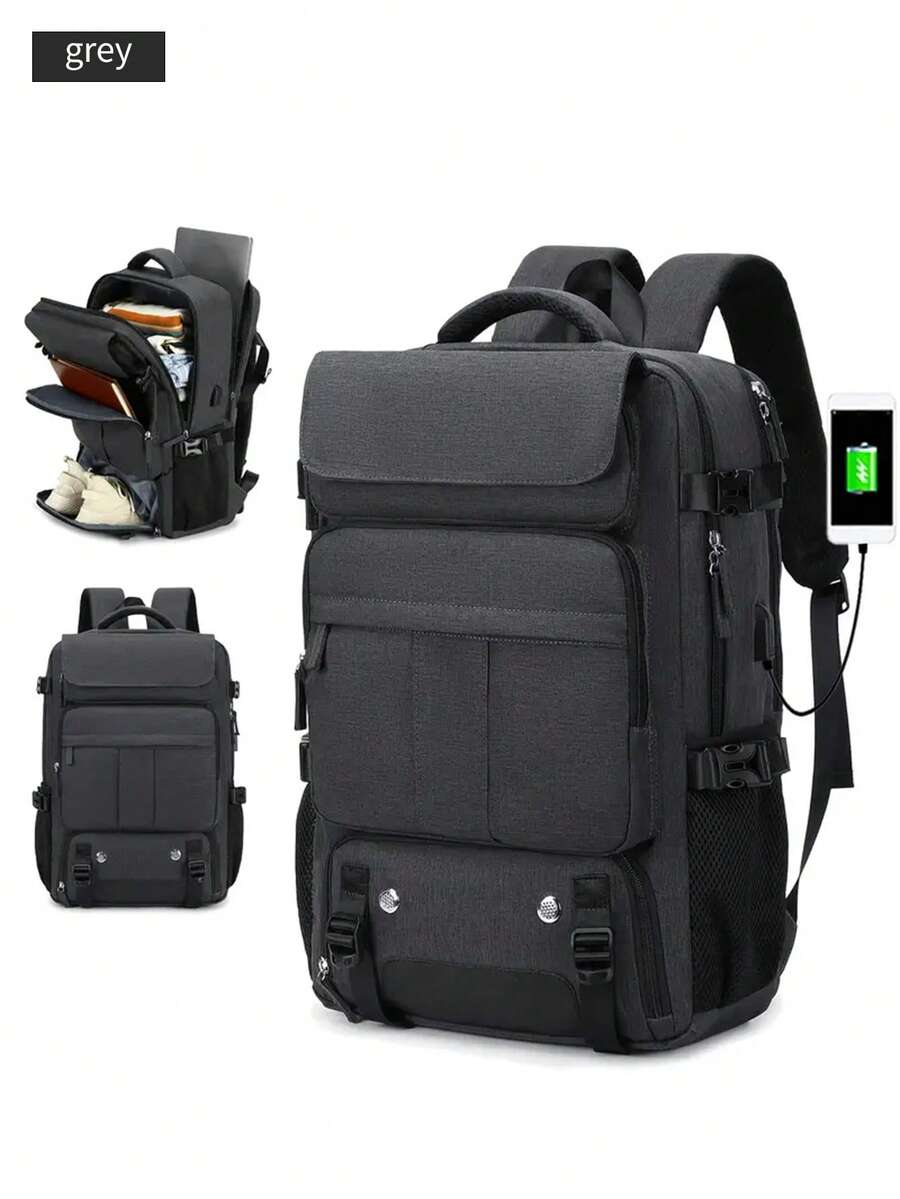 Mochila de viaje con puerto USB, Ligera y espaciosa maleta de mano multifunción, Adecuada para hombres y mujeres, Viaje, Deportes, Exterior - Multicolor - Ver 1