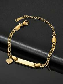 1Set Customized Name Necklace Bracelet Set, 18K Gold Plated Stainless Steel Jewelry For Girls, Graduation Gift, Class Of 2026 - Gold - View 15