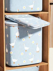 1pc Non-Woven Closet Organizer Storage Bag Clothes Quilts Storage Bag Large Capacity Moving Packaging Bags Luggage Bags Large Capacity Non-Woven Quilt Clothes Storage Bag Clothes Packaging Box Quilt Organizer Storage Bag - Blue - View 3