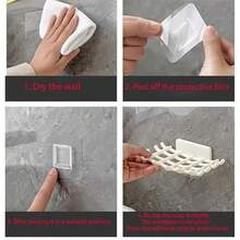 1/2 件壁挂式格子皂盒 - 方形，无需钻孔，多功能浴室和淋浴收纳盒，带排水功能，塑料材质，现代简约风格，适用于时尚浴室，皂液器，时尚浴室装饰，灰度设计，浴室收纳，返校季 - 彩色 - 查看 8