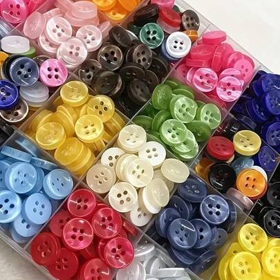 300pcs Buttons - Assorted Colors, Vintage Style Round Buttons For DIY Crafts, Shirts, Sewing, Novelty Mixed Color Series For Wallet Making, DIY Wallet Making