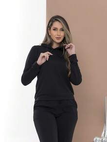 Casual Sweatshirt Set Of Blouse And Pants C3111 - Black - View 7