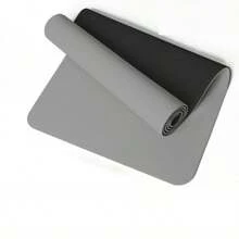 Black & Gray High Density Non-Slip Yoga Mat - Extra Long & Thick Design, TPE Material, Double-Sided Non-Slip, Odorless, Suitable For Yoga, Pilates, Fitness & Workout, Provides Comfortable Support, Protects Joints, Essential For Home And Gym Use