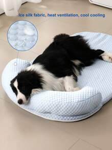 1 Pc Green Summer Cooling Pet Mat, Silky Cool Soft Cushion With Pillow For Cats And Small/Medium Dogs