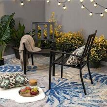 PHIVILLA 2er Set Gartenstühle Wetterfest Terrassenstühle Metall Balkonstuhl Stapelstühle mit Armlehnen für Garten und Aubenbereich Schwarz Stil 3 - SchwarzStil31 - Übersicht 2