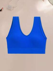 4PCS Solid Color Sexy Sports Bra Lingerie Ribbed Comfortable Soft Backless Lingerie For Women. - Multicolor - View 4