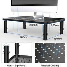 Adjustable Desktop Computer Stand, Stand Height Adjustable Screen Stand Monitor Lifter Ergonomic High Quality Metal Laptop Stand, Computer Hardware, Software For All Tablets And Laptops - Black - View 2
